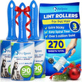 PetLovers Extra Sticky Lint Roller Value Set 270 Sheets for Pet Hair Removal and Clothes, Dog and Cat Lint Remover, 3 Pack