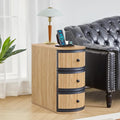 End Table with Charging Station for Couch,Mid-Century Modern Narrow Sofa Side Table with Drawer for Living Room,Small Bed Side Table for Bedroom (Natural, MCM)