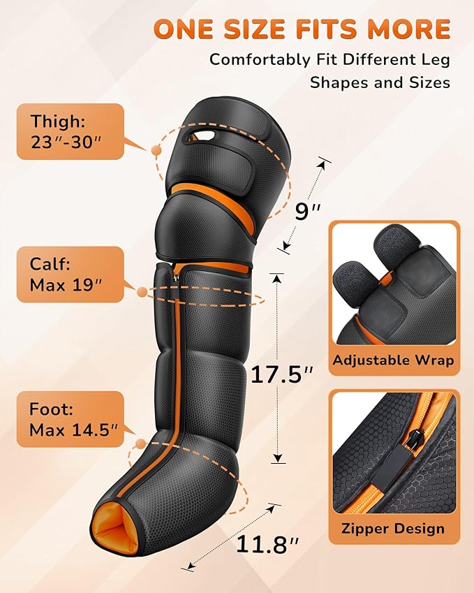 Leg Massager with Heat and Compression : Foot and Calf Massager for Circulation and Pain Relief, Sequential Compression Boots with 6 Modes, 9 Intensity, 3 Heat - Gifts for Mom, Dad, Him, Her