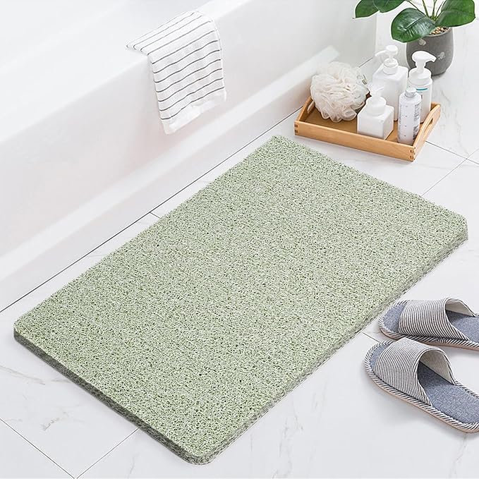 Joyhalo Shower Mat Bathtub Mat Non Slip, Bathmats Non Slip, Quick Drying Foot Scrubber Loofah Mats for Shower, Tub, Bathroom, Home, 17x24inch, Mint Green