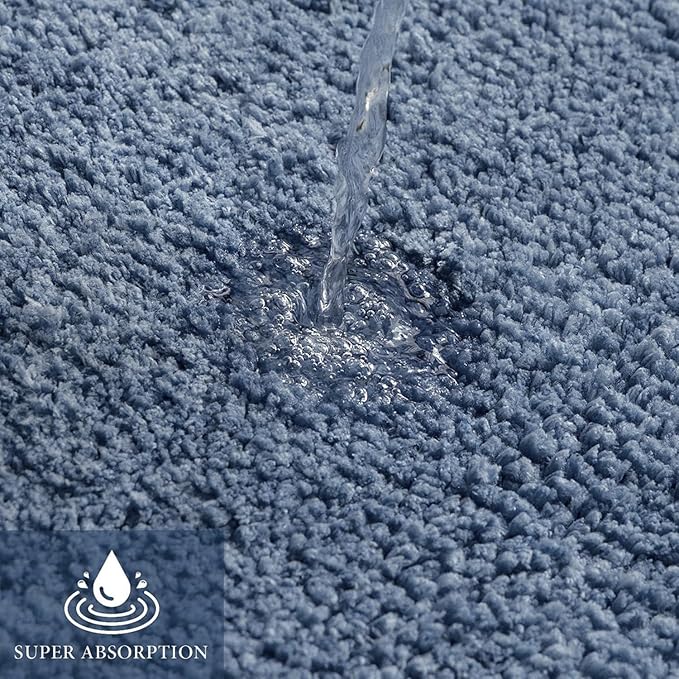 MIULEE Extra Thick Non Slip Bathroom Rug Shaggy Soft Bath Mat Plush Microfiber Absorbent Water for Shower Tub Machine Washable (Dusty Blue, 20x30 Inches)