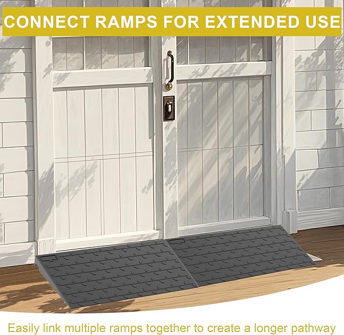 OrangeStar Heavy Duty Rubber Threshold Ramp – 2" Rise Wheelchair & Scooter Ramp with Cord Channel, Non-Slip Angled Entry for Doorways, Steps & Garages, 2200 LBS Capacity (Black, 36" Length)