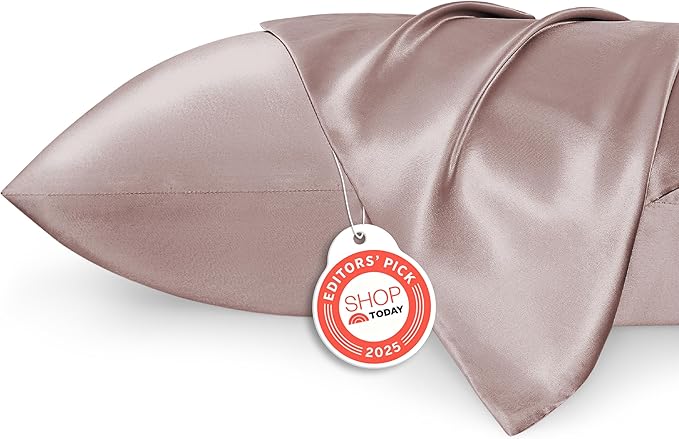 Bedsure Satin Pillowcases, Similar to Silk Pillow Cases Queen Size Set of 2, Pillow Case for Sleeping Women with Envelope Closure, Gifts for Women Men, Dusty Rose, 20x30 Inches, 2pcs
