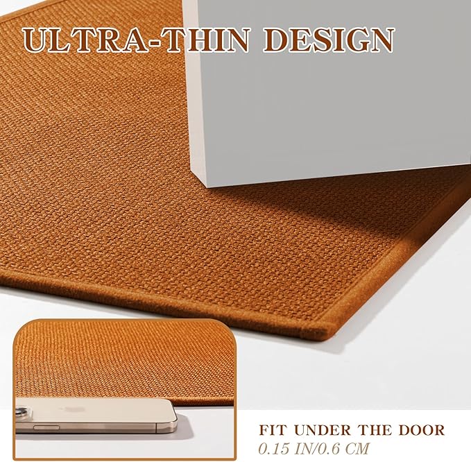 chakme Bathroom Rugs Mat 59x17, Ultra Thin Bath Rug Non Slip Runner Quick Dry Absorbent Bath Mat for Bathroom, (Orange, 59"x17")