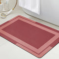 Christmas Ultra Thin Bath Mat, Upgrade Backing Non Slip Thin Bath Mats Fit Under Door, Quick Dry Ultra Absorbent Bathroom Rugs, Machine Washable Bath Rugs for Bathroom, Bathtub, Red/Bordered/24"x17"
