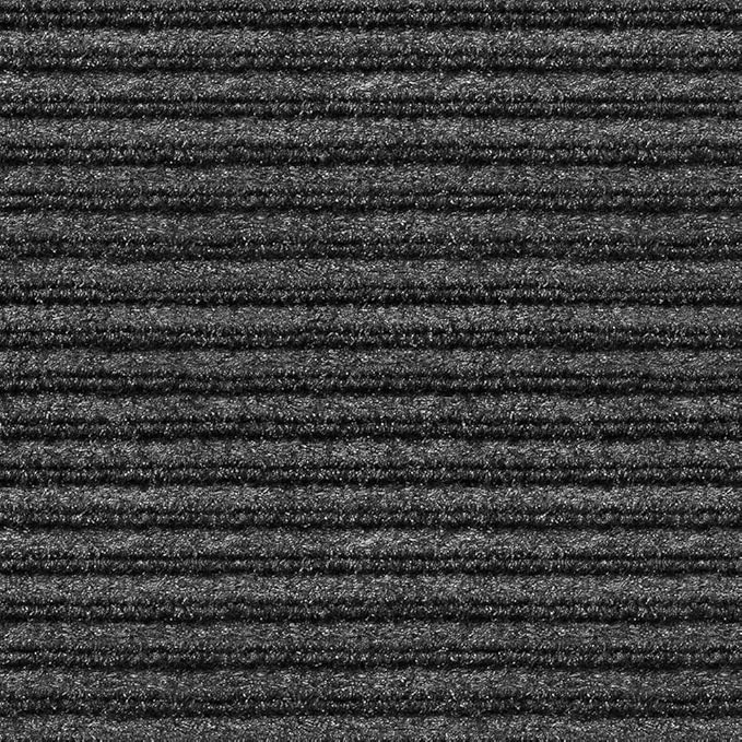 House, Home and More Indoor Outdoor Double-Ribbed Carpet Runner with Skid-Resistant Rubber Backing - Smokey Black - 3 Feet x 10 Feet
