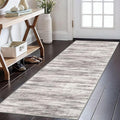 KOZYFLY Modern Abstract Kitchen Runner Rug, 2x6 Washable Rug Runner Non-Slip Soft Striped Hallway Runner Rugs, Grey Beige Print Carpet Runner for Entryway Bathroom Laundry Room Foyer