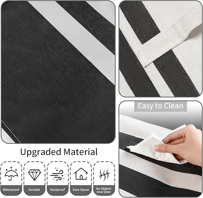 2 Pack Laundry Baskets 75L Large, Waterproof Freestanding Collapsible Laundry Hamper with Reinforced Handles, Black Clothes Hamper for Dorm, Bathroom, Bedroom, Laundry Room