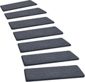PURE ERA Carpet Stair Treads Ultra Plush 8" X 30" Soft Indoor Stair Protectors Pet-Friendly Non-Slip Skid Resistant Tape Free Washable Reusable(14 Pieces, Dark Gray)