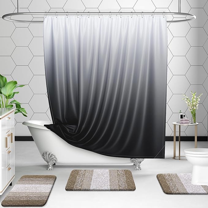 OLANLY Bathroom Rug Set 2 Piece, Soft Absorbent Microfiber Bath Rug Set, Non-Slip, Machine Wash Dry, Plush Shaggy Bath Mats for Bathroom (47"x20"+24"x16", Coffe)
