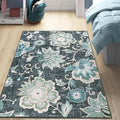 Beeiva Floral Area Rug for Bedroom, 4x6 Rug Paisley Vintage Blue Rug for Bedroom Ultra Thin Living Room Area Rug, Non Slip Machine Washable Area Rugs for Entryway Bathroom