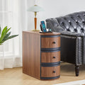 End Table with Charging Station for Couch,Mid-Century Modern Narrow Sofa Side Table with Drawer for Living Room,Small Bed Side Table for Bedroom (Walnut, MCM)