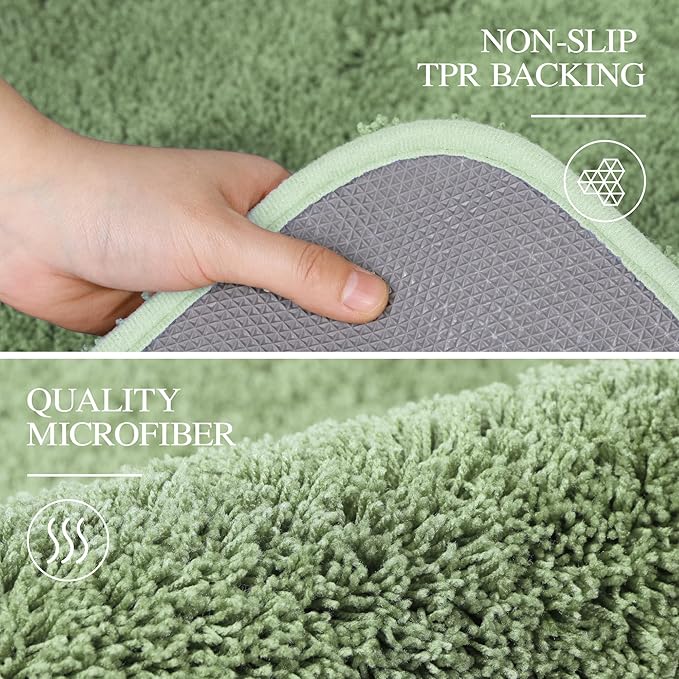 Walensee Large Bathroom Rug (24 x 48, Sage Green) Extra Soft and Absorbent Shaggy Bath Mat Machine Washable Microfiber Non Slip Luxury Floor Mat