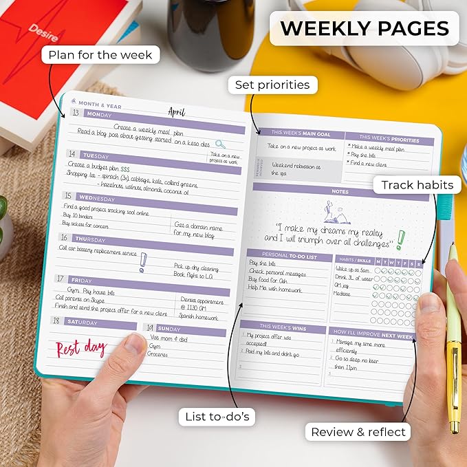 Clever Fox Planner 2nd Edition – Colorful Weekly & Monthly Goal Planner, Time Management & Productivity Organizer, Undated, A5 (Turquoise)