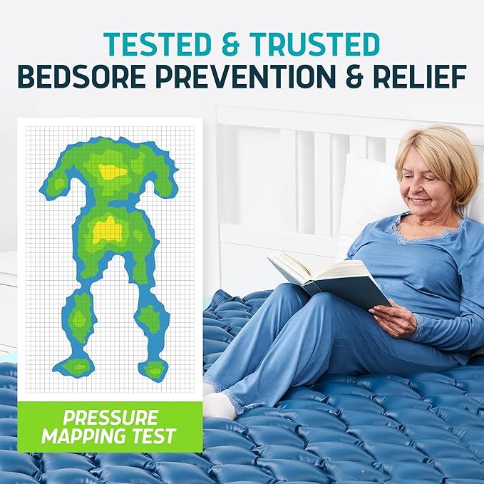 Lunderg Queen Size Alternating Air Pressure Mattress Pad with Static Mode - Comfortable Bed Sore Prevention - Includes Waterproof Mattress Topper 53" x 77" & Quiet Pump - Recommended by Doctors