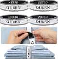 Bed Sheet Organizer Bands with Hook and Loop Adjustable Sheet Organizers and Storage Label Bands for Linen Closet-Elastic Bedding Sheet Keeper Straps for Bedsheet Sets (Queen 4PCs)