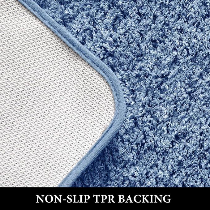 MIULEE Blue Bathroom Runner Rug 24x60 Inches, Long Bath Mat for Bathroom Floor Bathtub Showers, Machine Washable Absorbent Microfiber Carpet with TPR Anti-Slip Back