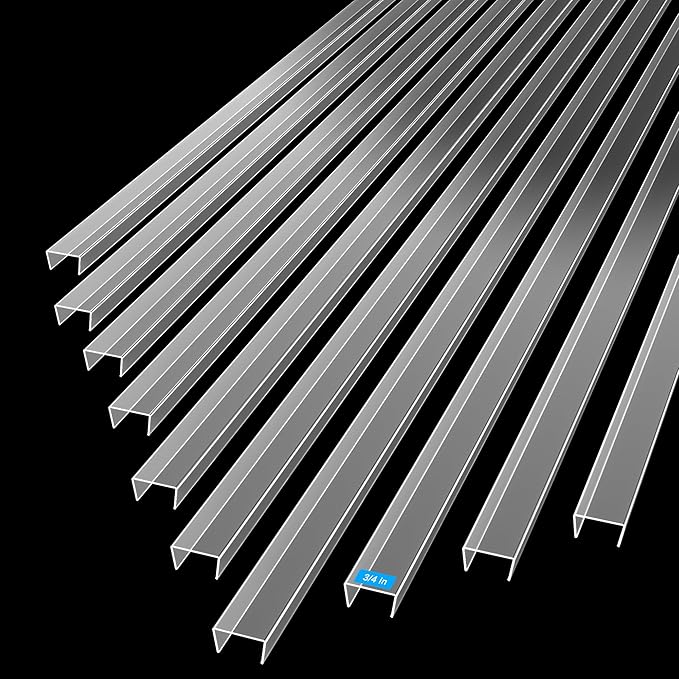 MONOID Drawer Edge Protector, Slip-On Clear Table Corners Guards, Door Kitchen Furniture Bumper, Prevent Wear, Impact Protection, Ease to Cut, 3/4" Thick, 39.4" Length – Clear, Pack of 10