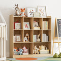 Cozy Castle Bookshelf, 3-Tier Open Bookshelf, 10 Cube Horizontal Bookcase, Storage Organizer with Anti-Tilt Device, Wood Bookcase for Home Office, Bedroom, Living Room, Oak