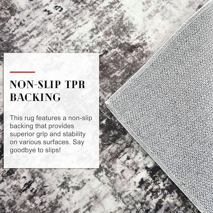 Modern Abstract Entryway Rug Indoor 2x3 Washable Non-Slip Soft Black Grey Small Area Rug Kitchen Mat Thin Print Faux Wool Floor Carpet for Entrance Bedroom Office