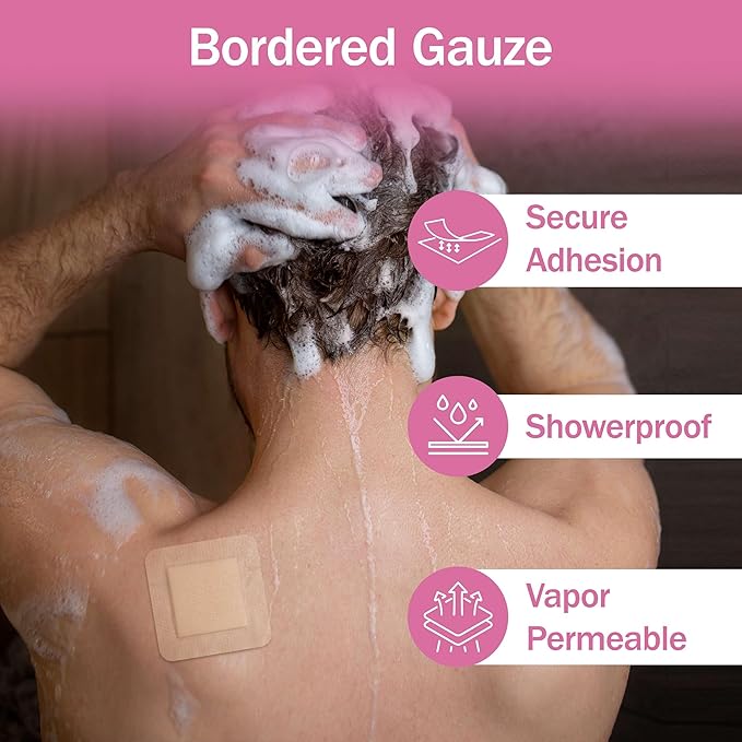 Bordered Silicone Foam Bandages - 10 4x4 Sterile Silicone Foam Dressings for Wound Care, & Dressings - Absorbent Bed Sore Protectors - Good for Sensitive Skin