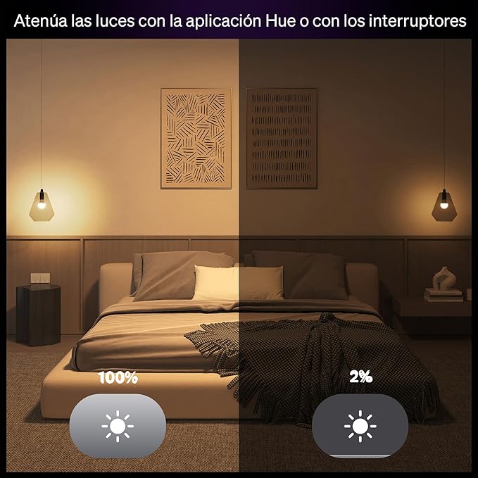 Philips Hue Essential Smart LED A19 Bulb, White and Color Ambiance, E26 Base, 8.8W, 2200K-6500K, 800 Lumens, Dimmable, Works with Alexa, Google, and Apple Home, 1-Pack
