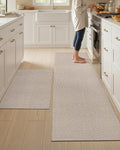 Color&Geometry Washable Kitchen Floor Mats Set,Extra Long Absorbent Non Slip Kitchen Runner Rug for Front Sink, Laundry, Hallway, 24"x36"+24"x72", Beige