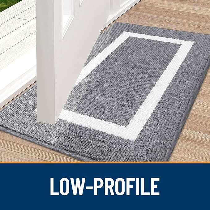 OLANLY Indoor Door Mat, 59x35, Non-Slip Absorbent Resist Dirt Entrance Mat, Washable Low-Profile Inside Entry Doormats for Entryway, Grey