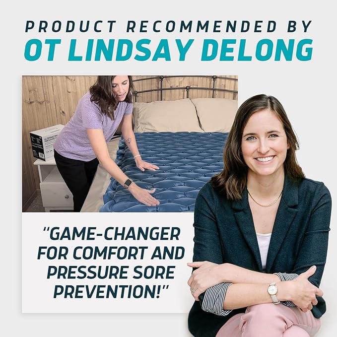 Lunderg Queen Size Alternating Air Pressure Mattress Pad with Static Mode - Comfortable Bed Sore Prevention - Includes Waterproof Mattress Topper 53" x 77" & Quiet Pump - Recommended by Doctors