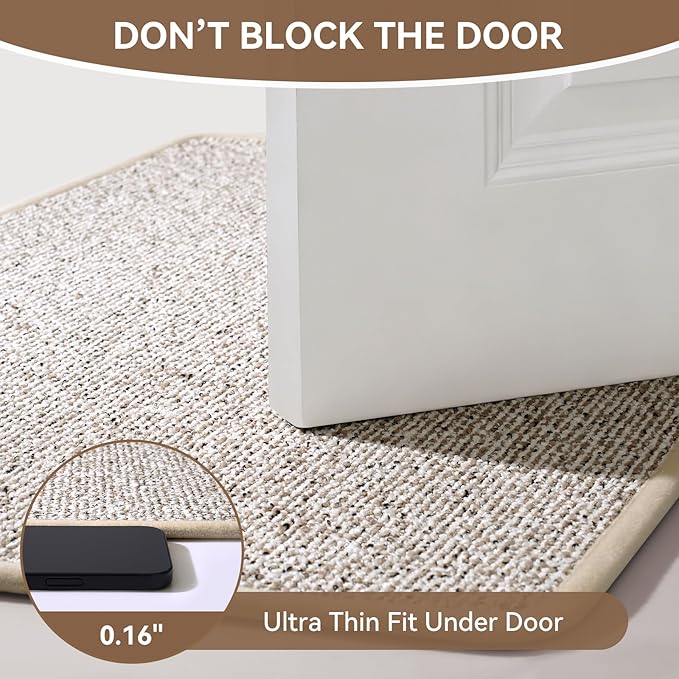 16"x24" Absorbent Quick Dry Bath Mats, Non-Slip Rubber Backing Bathroom Rug, Washable Bath Rugs for Bathroom Floor, Sink and Outside Shower, Low Pile Rug Fit Under Door, Minimalism, Brown