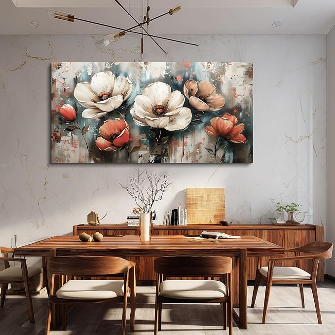 FUHAIHUA Canvas Wall Decor For Bedroom Large Wall Art For Living Room Office Decorations Boho Wall Pictures Flowers Landscape Paintings Artwork Aesthetic Posters Ready To Hang Home Decor 24x48 In