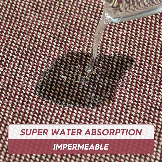 Artoid Mode Washable Non Slip Rubber Backing Kitchen Rugs Red Doormat, Absorbent Kitchen Floor Mats Front of Sink Kitchen Mats for Floor Home Decor 17x29 Inch