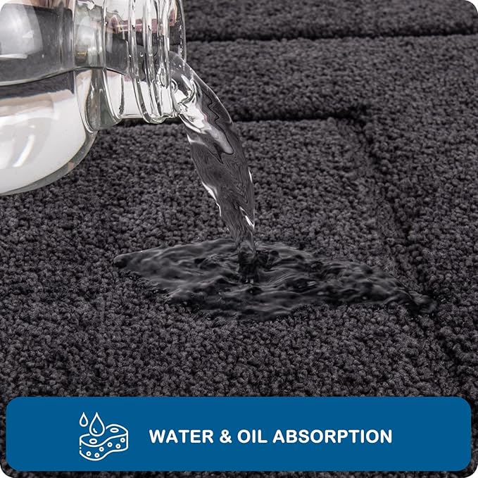 PURRUGS Machine Washable Kitchen Runner Rug 24" x 70", Non-Slip/Skid Hallway Runner Rug, Super Absorbent Soft Area Rug for Kitchen, Hallway & Laundry, Rolled Packaging, Charcoal
