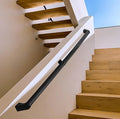 16 FT Modern Aluminum Handrail Set - ADA Compliant Indoor & Outdoor Stair Railing. 1.4" Diameter Grab Bar. Wall-Mounted with 90°Wall Return End. Ideal for Safe Grip，Rust Free(Matte Black, 16 FT)
