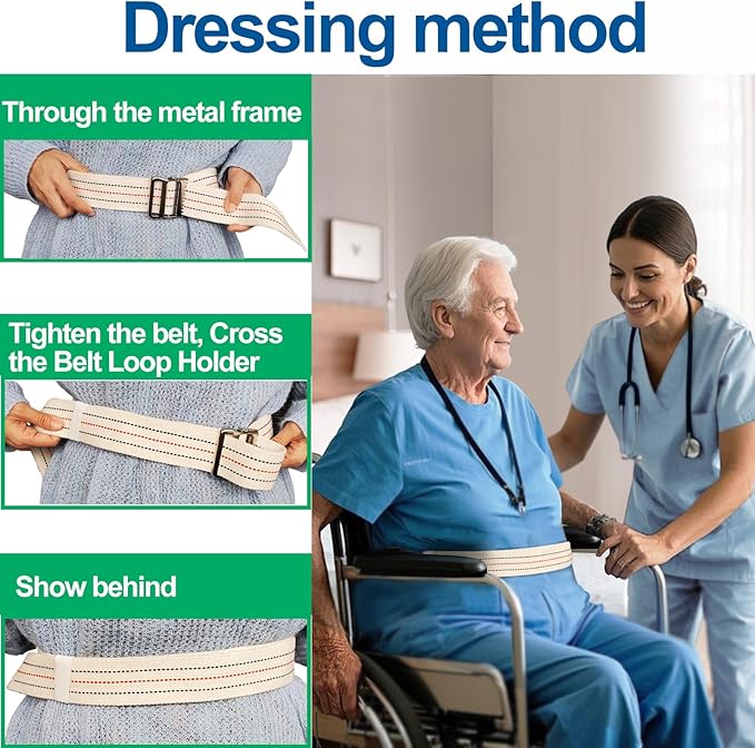 Aliseniors 2 Pack Transfer and Gait Belt with Metal Buckle - 60 Inch, Standing and Transfer Walking Assist Aid for Seniors, Elderly Patients, Caregiver, Nurse, Therapist