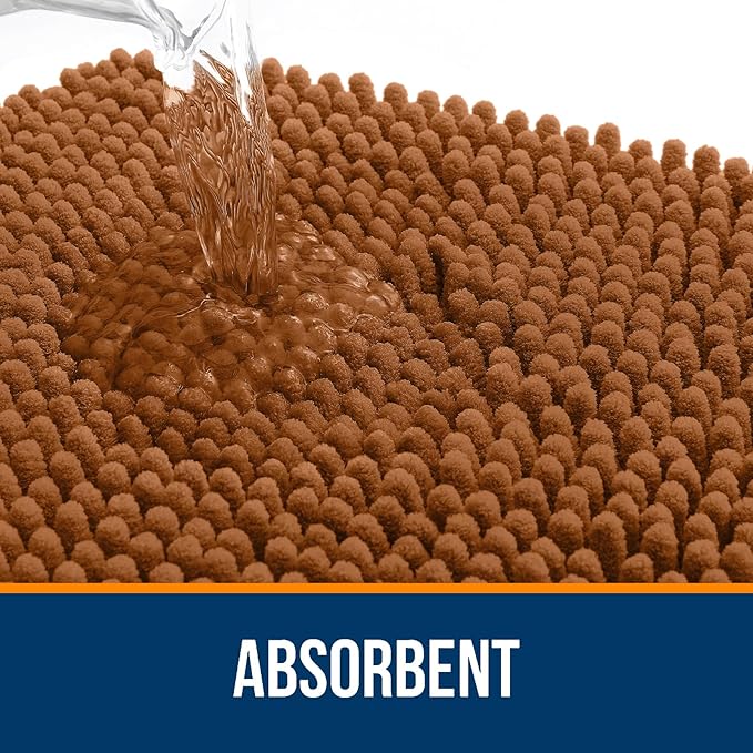 OLANLY Bathroom Rugs 36x24, Extra Soft Absorbent Chenille Bath Rugs, Rubber Backing Quick Dry, Machine Washable Bath Mats for Bathroom Floor, Tub and Shower, Home Decor Accessories, Ochre