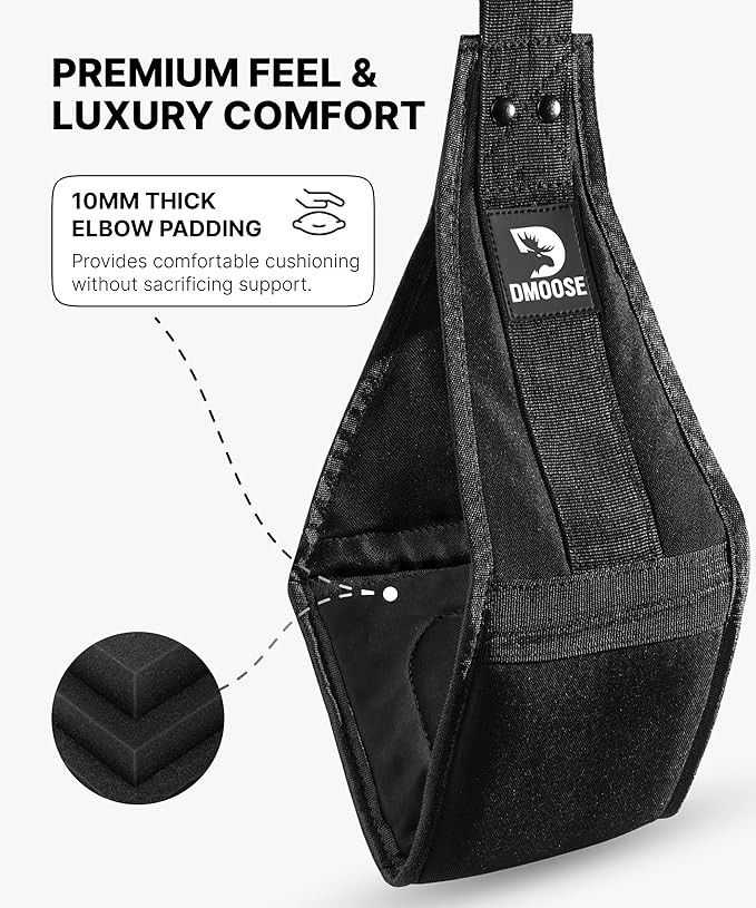 DMoose Fitness Hanging Ab Straps for Pull Up Bar & Core Strength Training - Thick Padded Arm Strap for Ab Swing with 2 Rust-Resistant Carabiners - Pull Up Straps for Ab Workouts at Home and Gym