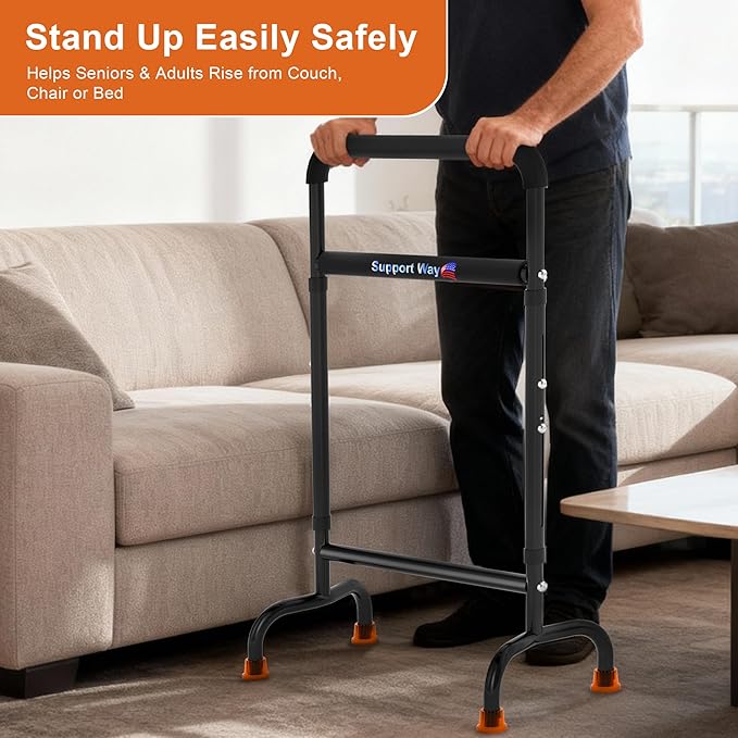 Stand Assist for Chair & Couch, Height Adjustable Mobility Aid for Seniors, Lightweight Metal Frame with 600lb Capacity