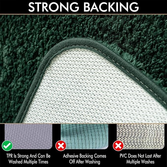 MIULEE Christmas Dark Green Bathroom Runner Rug 24x60 Inches, Long Bath Mat for Bathroom Floor Bathtub Showers, Machine Washable Absorbent Microfiber Carpet with TPR Anti-Slip Back