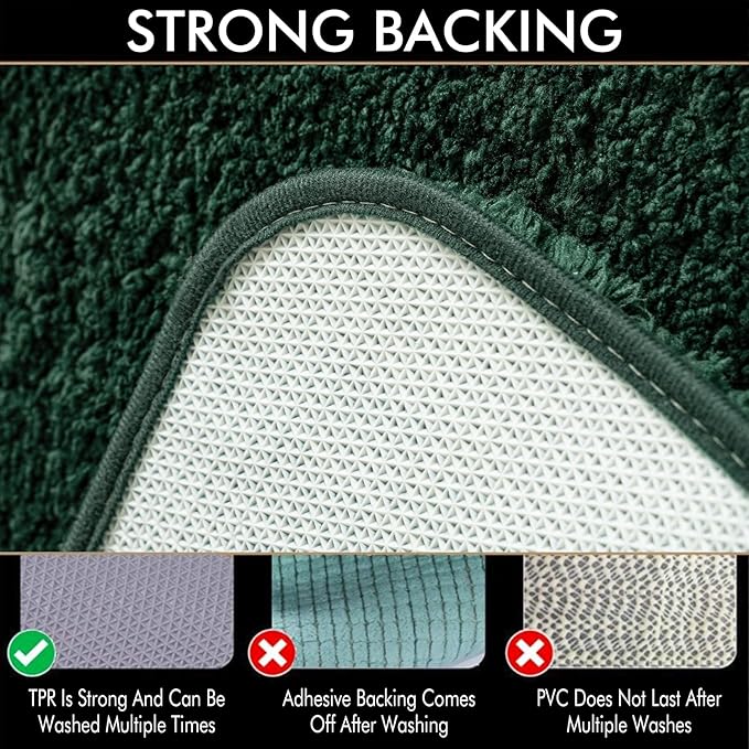 MIULEE Christmas Dark Green Absorbent Bath Rugs, Soft Large Bathroom Mats Non-Slip and Quick-Drying for Bathroom Bathtub Showers, Machine Washable Carpet (24 x 36 Inches)