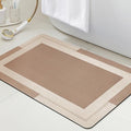 ACCUMTEK Ultra Thin Bath Mat, Upgrade Backing Non Slip Thin Bath Mats Fit Under Door, Quick Dry Ultra Absorbent Bathroom Rugs, Machine Washable Bath Rugs for Bathroom, Bathtub, Taupe/Bordered/36 x24
