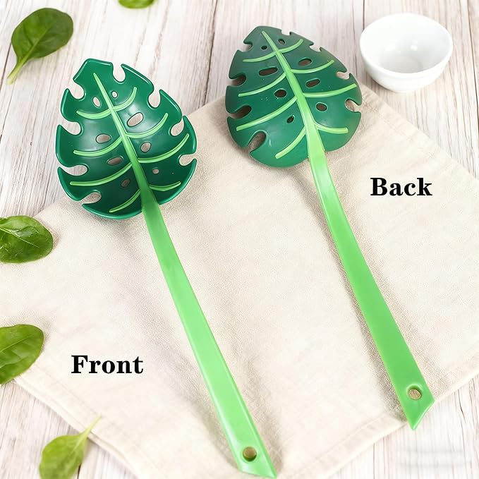 Creative green leaf-shaped spoons, Monstera leaf-shaped spoons (pack of 2)