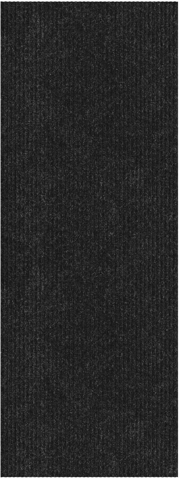 Ottomanson 2'7" x 32' Hallway Runner with Scraper Pile - Extra Durable Non-Slip Rug Mat for Indoor & Outdoor Use - Ideal for Kitchen, Entryway & Garage - High-Traffic Carpet, Black