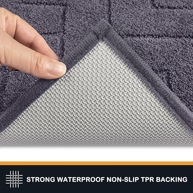 PURRUGS Dirt Trapping Door Mat 32" x 47", Non-Slip Machine Washable Entry Rug, Shoe Scraper, Dog Doormat, Super Absorbent Welcome Mat for Front & Back Door, Muddy Wet Shoes & Paws, Grey