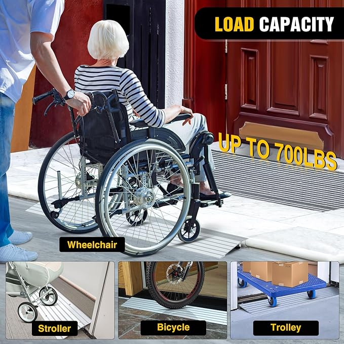 Nilight Door Threshold Ramp, 1" Rise Portable Aluminum Wheelchair Door Transition Entry Ramps for Doorways Home Steps