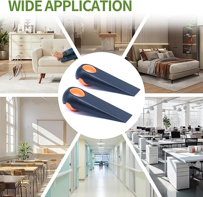 Door Stoppers for Bottom of Door, Rubber Door Stopper Wedges, Door Holders for All Types of Surfaces, 2 Pack Magic Ball Door Stops, 5 inch, Black and Orange
