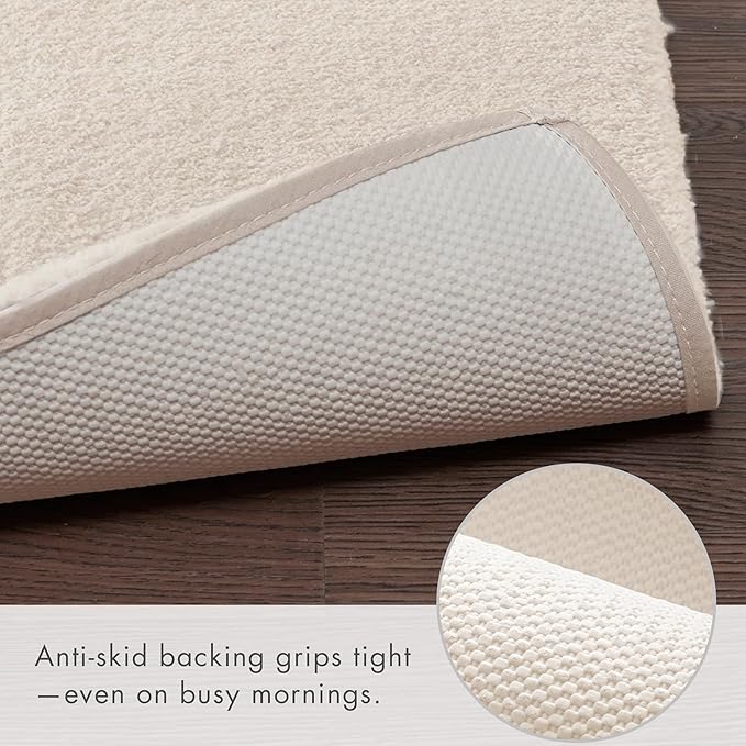 Madison Park Marshmallow Bathroom Rug Non Slip, Luxrurious Plush Bath Mat, Absorbent, Quick Dry, Spa Design Bath Room Décor, 24x72, Natural