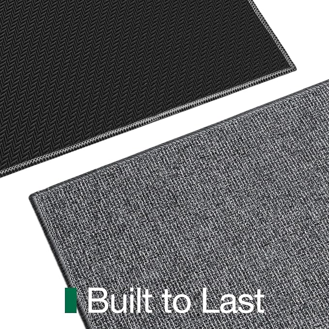 LUMI Indoor Door Mat 17"x30", Ultra Thin Low Profile Non-Slip Doormat for Home Entrance, Absorbent & Stain-Resistant Welcome Mats, Washable Entryway Mat for Front Door, Patio, Porch, Grey