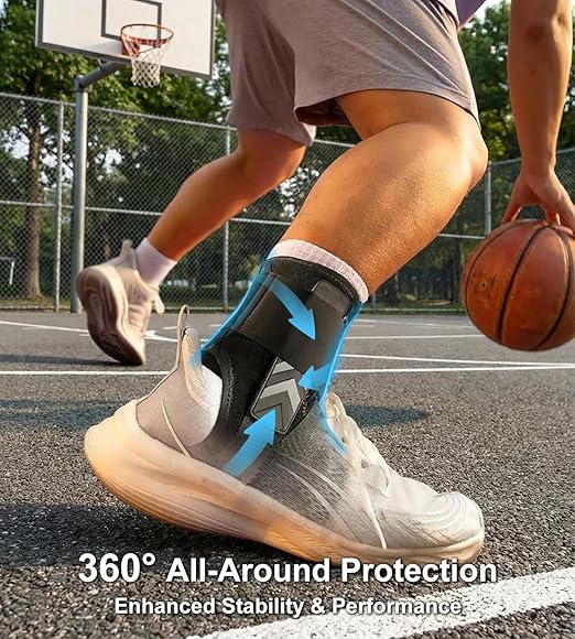 Quick Lace Ankle Brace with Custom Moldable Side Stabilizer Pads, Slim-Fit Adjustable Ankle Support for Men & Women, Ankle Stabilizer for Sprains, Injury Recovery, Running & Sports, XL