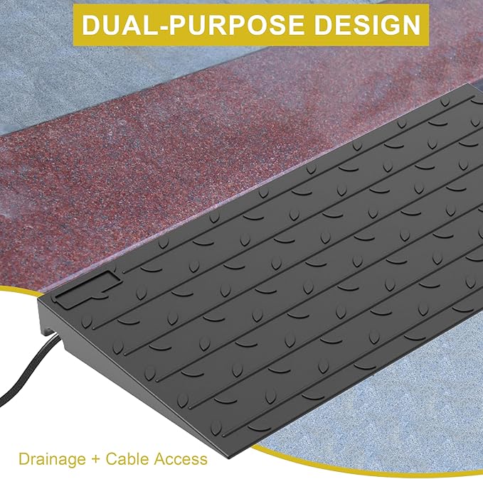 OrangeStar Heavy Duty Rubber Threshold Ramp – 2" Rise Wheelchair & Scooter Ramp with Cord Channel, Non-Slip Angled Entry for Doorways, Steps & Garages, 2200 LBS Capacity (Black, 36" Length)